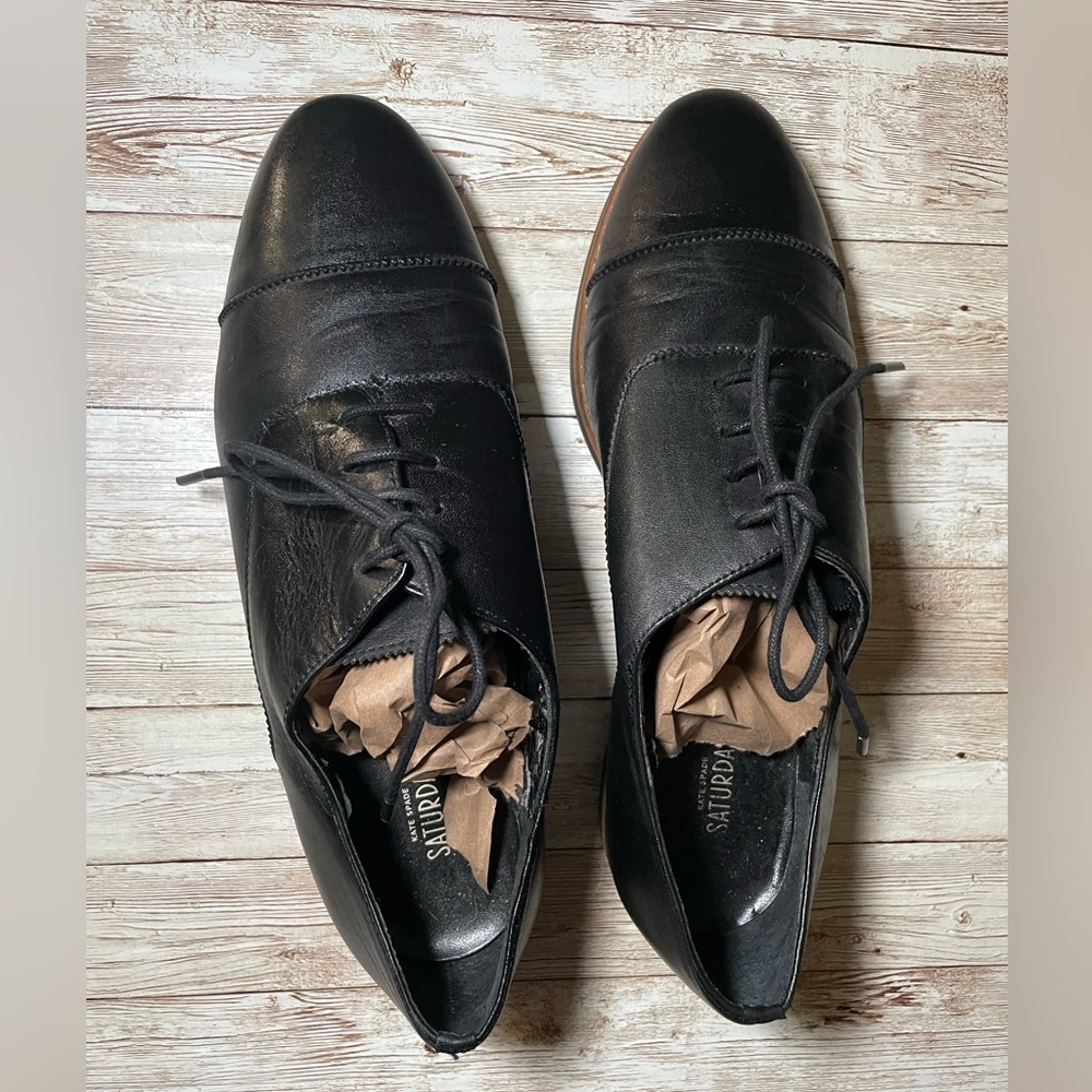 Kate Spade Saturday Black Leather Oxford Black 8 - Picture 6 of 11